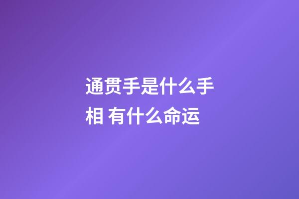 通贯手是什么手相 有什么命运